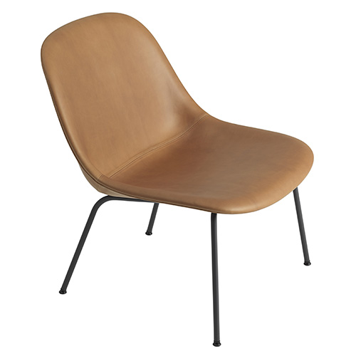 Fiber Lounge Chair Refine Leather Cognac 2 Bases