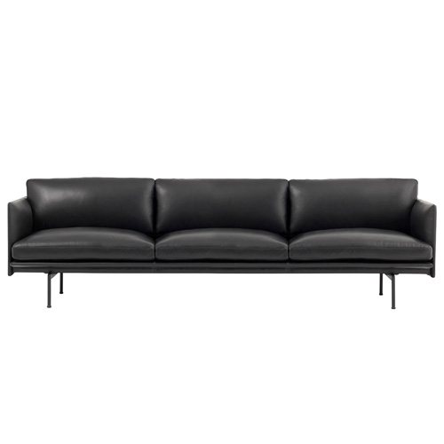 Outline Sofa 3 1/2-Seater Refine Leather Black/Black base