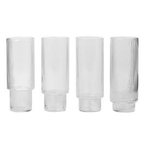 Ripple Long Drink Glasses Set of 4 Clear
