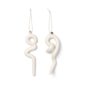 Doodle Ornaments Set of 2 Off-White