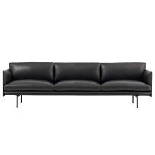 Outline Sofa 3 1/2-Seater Refine Leather Black/Black base
