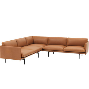 Outline Sofa Corner  Refine Leather Cognac/Black Base