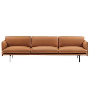 Outline Sofa 3 1/2-Seater Refine Leather Cognac/Black Base