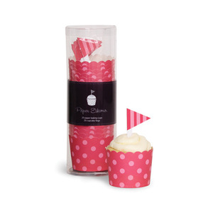Baking Cup with Toppers Berry Pink Spots