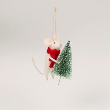 Mouse With Christmas Tree Felt Decoration